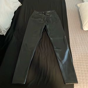 Black pleather leggings high waisted size small , wore them once , Nordstrom
